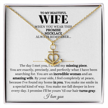 To My Wife Necklace - Perfect Gift from Husband for Birthday, Christmas & Valentine’s Day - Anchor Pendant Necklace