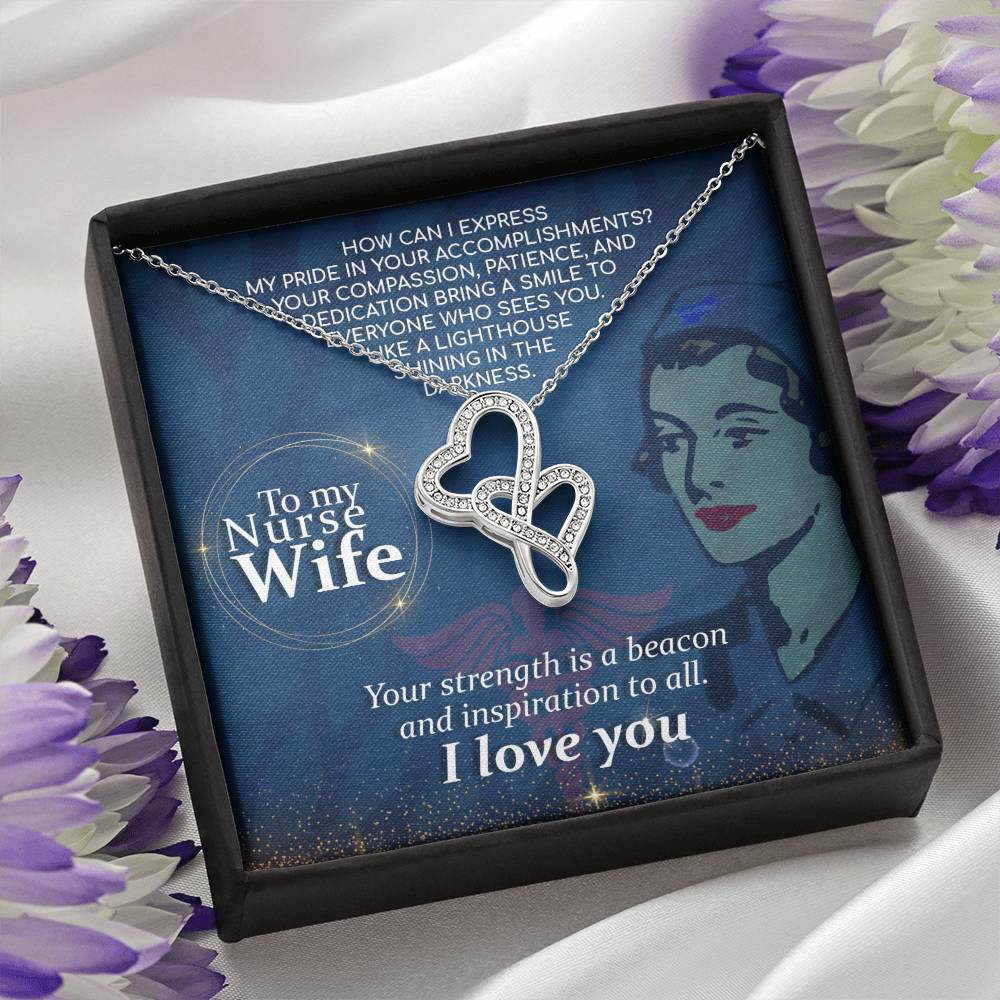 Nurse Wife Jewelry Gift from Husband - Sweet Romantic Gift for Valentine’s Day - Heart-to-heart Pendant Necklace