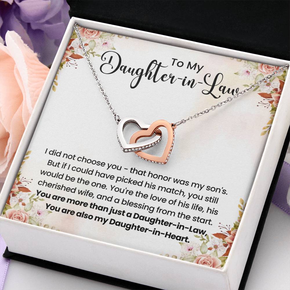 To My Daughter In Law - Interlocking Hearts Necklace - Gift for Bonus Daughter