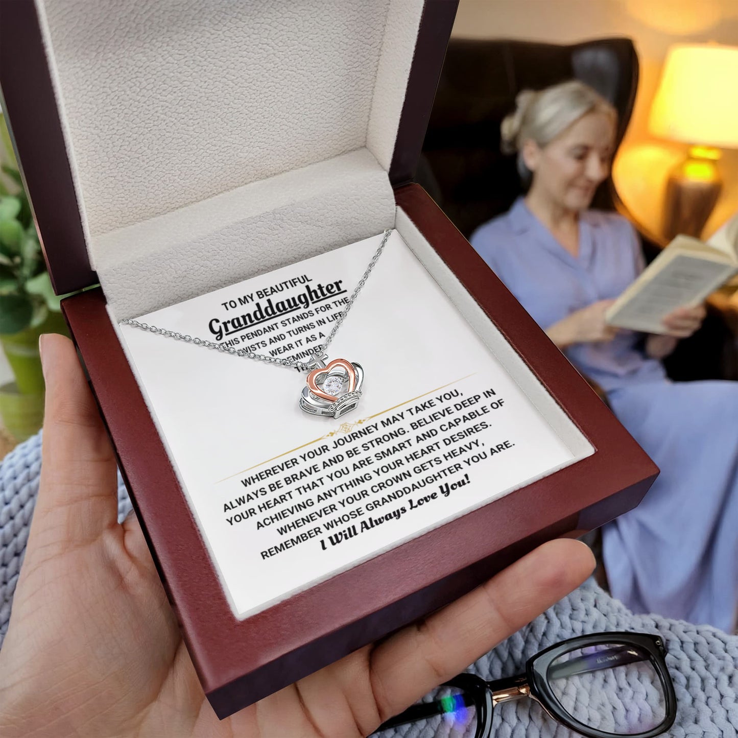 To My Granddaughter Necklace – Graduation Birthday Jewelry Idea for Granddaughter – Crown Pendant Necklace