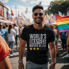 World’s Okayest Brother-in-Law T-Shirt – Funny Star Rating Graphic Tee for Men