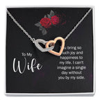 To My Wife Necklace - Romantic Birthday Jewelry Gift from Husband for Valentine’s Day & Long Lasting Memories - Interlocking Hearts Necklace