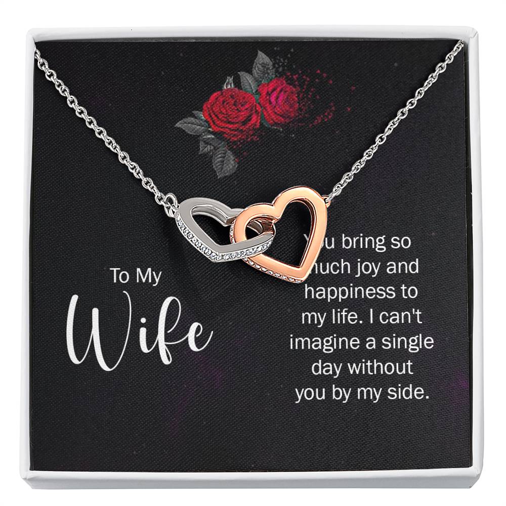 To My Wife Necklace - Romantic Birthday Jewelry Gift from Husband for Valentine’s Day & Long Lasting Memories - Interlocking Hearts Necklace