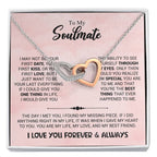 To My Soulmate Necklace - Unique Soulmate Gift for Her for Birthdays & Surprise Moments - Interlocking Hearts Necklace