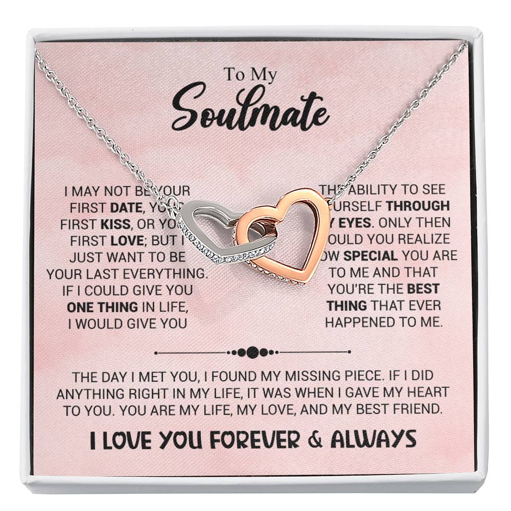 To My Soulmate Necklace - Unique Soulmate Gift for Her for Birthdays & Surprise Moments - Interlocking Hearts Necklace