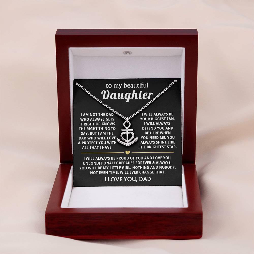 To My Daughter Necklace - Best Gift for Daughter from Dad - Anchor Pendant Necklace