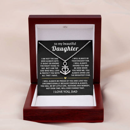 To My Daughter Necklace - Best Gift for Daughter from Dad - Anchor Pendant Necklace