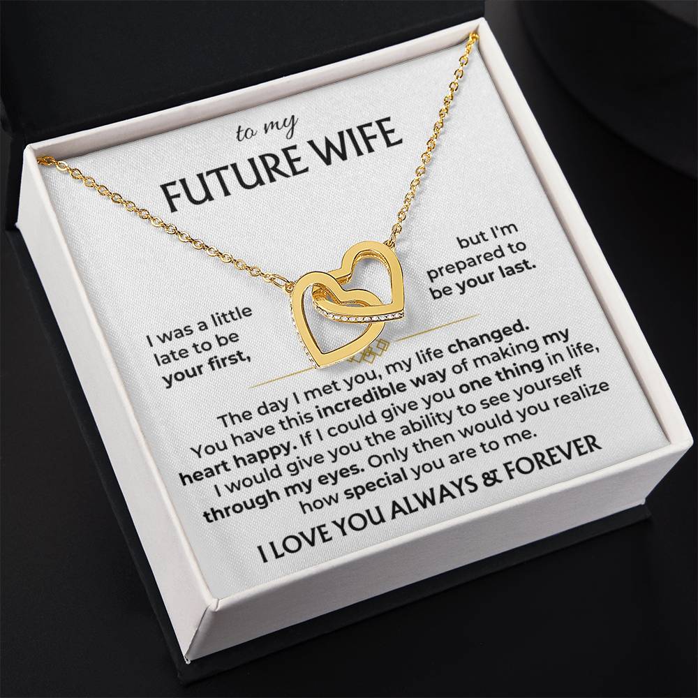 Future Wife Necklace - Romantic Jewelry Gift for Girlfriend for Valentine’s Day, Birthday & Proposal Celebrations - Interlocking Hearts Necklace