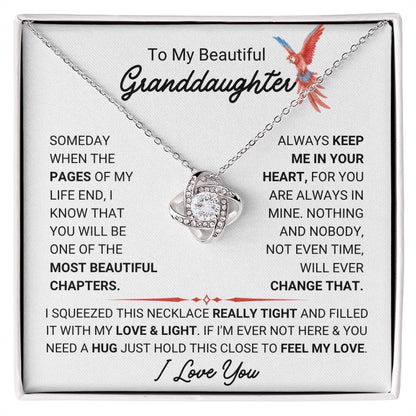 To My Granddaughter Necklace – Birthday Graduation Keepsake for Granddaughter – Love Knot Necklace