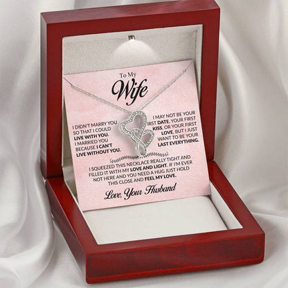 To My Wife Necklace - Emotional Jewelry Gift for Wife from Husband to Celebrate Love Every Day - Heart-to-heart Pendant Necklace