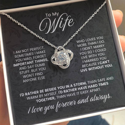 To My Wife Necklace - Romantic Husband to Wife Jewelry for Birthday, Valentine’s Day & Special Celebrations - Love Knot Necklace