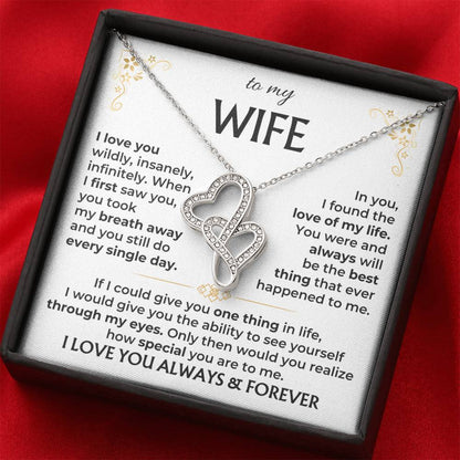 To My Wife Necklace - Best Surprise Gift for Wife from Husband for Anniversary, Christmas & Valentine’s Day - Heart-to-heart Pendant Necklace