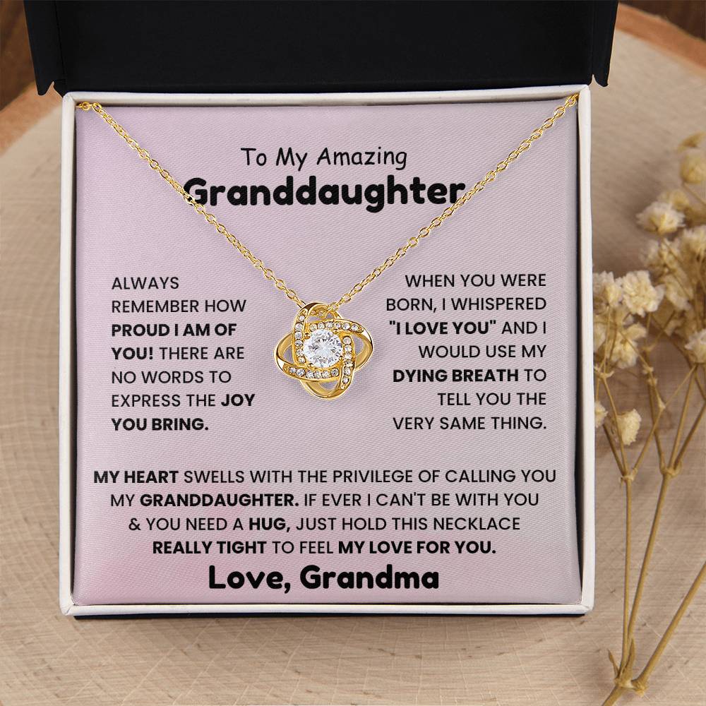 To My Granddaughter Necklace – Holiday Graduation Gift for Granddaughter from Grandma – Love Knot Necklace