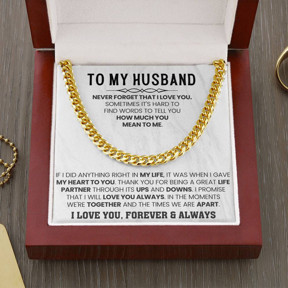 Husband Jewelry Gift from Wife – Cuban Link Chain – Anniversary & Valentine’s Day