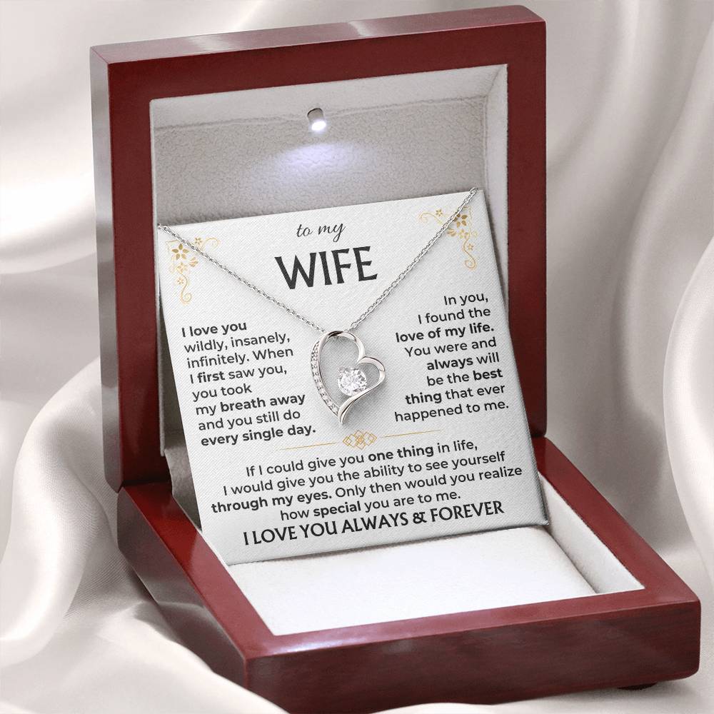 To My Wife Necklace - Perfect Romantic Surprise from Husband for Anniversary, Birthday & Valentine’s Day - Forever Love Necklace