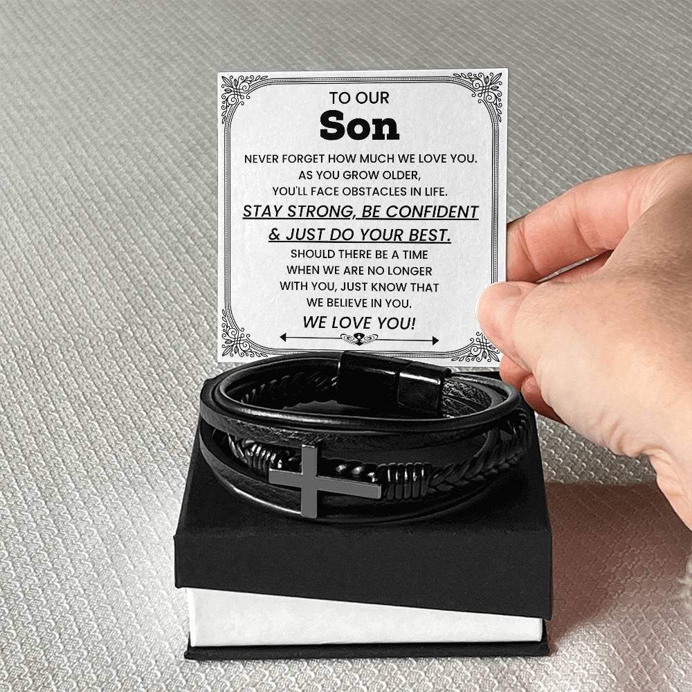 Parents to Son – Graduation, Birthday, Christmas Gift – Men’s Cross Bracelet