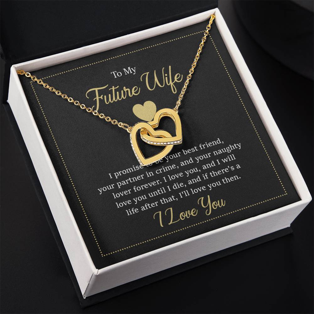 Future Wife Jewelry Gift - Long Lasting Romantic Necklace for Celebrating Love & Upcoming Marriage - Interlocking Hearts Necklace
