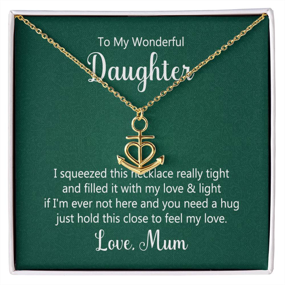 To My Daughter Necklace - Heartfelt Gift from Mom for Birthday, Graduation & Proud Mom Moments - Anchor Pendant Necklace