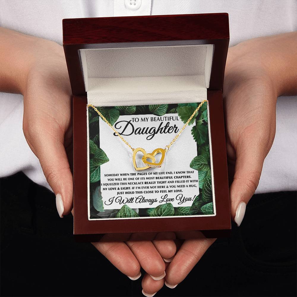 To My Daughter Necklace – Birthday & Graduation Jewelry for Her – Interlocking Hearts Necklace