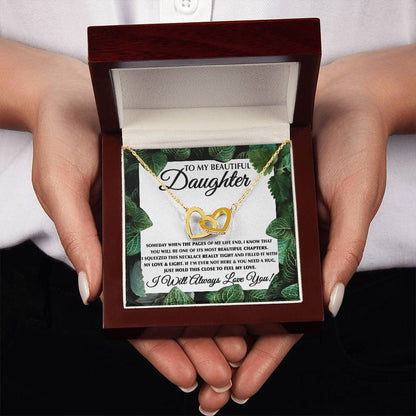 To My Daughter Necklace – Birthday & Graduation Jewelry for Her – Interlocking Hearts Necklace