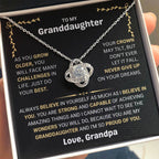 To My Granddaughter Necklace – Graduation & Birthday Gift from Grandpa – Love Knot Necklace