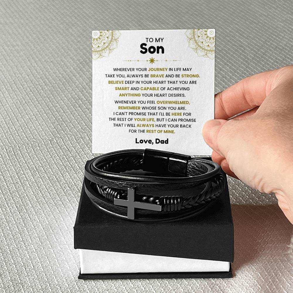 Dad to Son – Birthday, Graduation Gift – Men’s Cross Bracelet