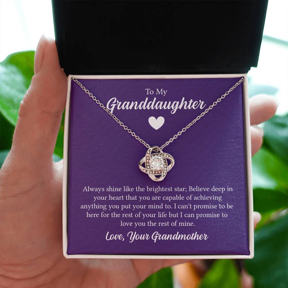 To My Granddaughter Necklace – Gift from Grandmother for Granddaughter – Love Knot Necklace