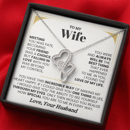 To My Wife Necklace - Sentimental Birthday Gift from Husband, Romantic Jewelry for Valentine’s Day & Holidays - Heart-to-heart Pendant Necklace