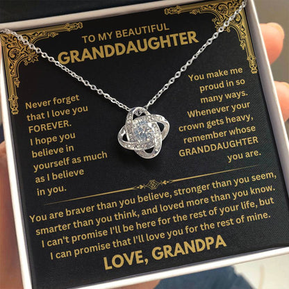 To My Granddaughter Necklace – Graduation & Christmas Gift from Grandpa – Love Knot Necklace