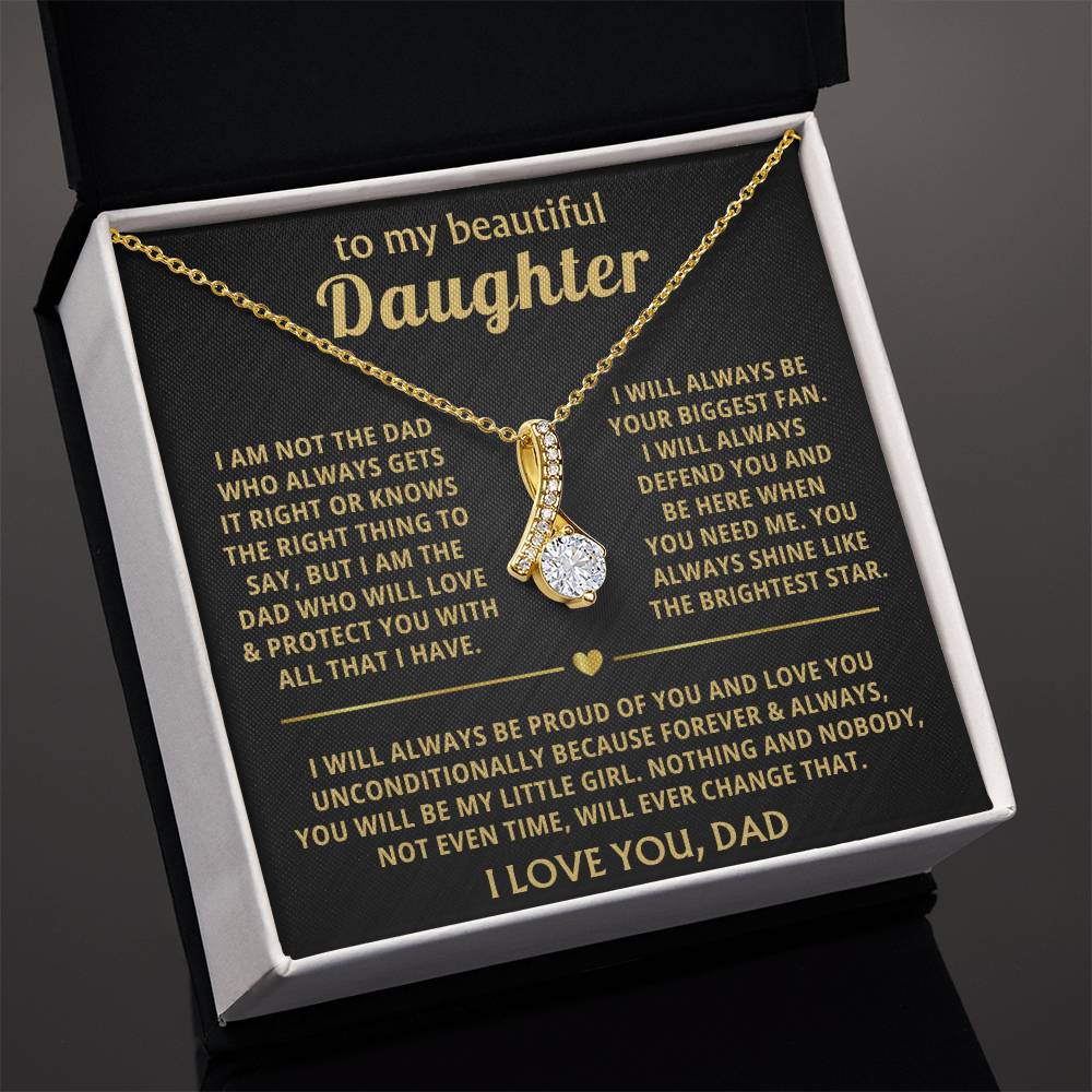 To My Daughter Necklace - Proud Dad to Daughter Jewelry for Birthday, Graduation & Special Celebrations - Alluring Beauty Necklace