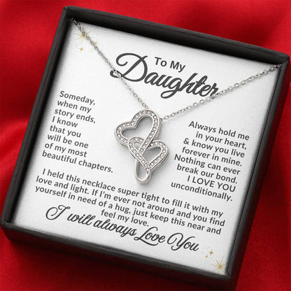 To My Daughter Necklace - Unique Daughter Gift for Christmas & Special Days - Heart-to-heart Pendant Necklace