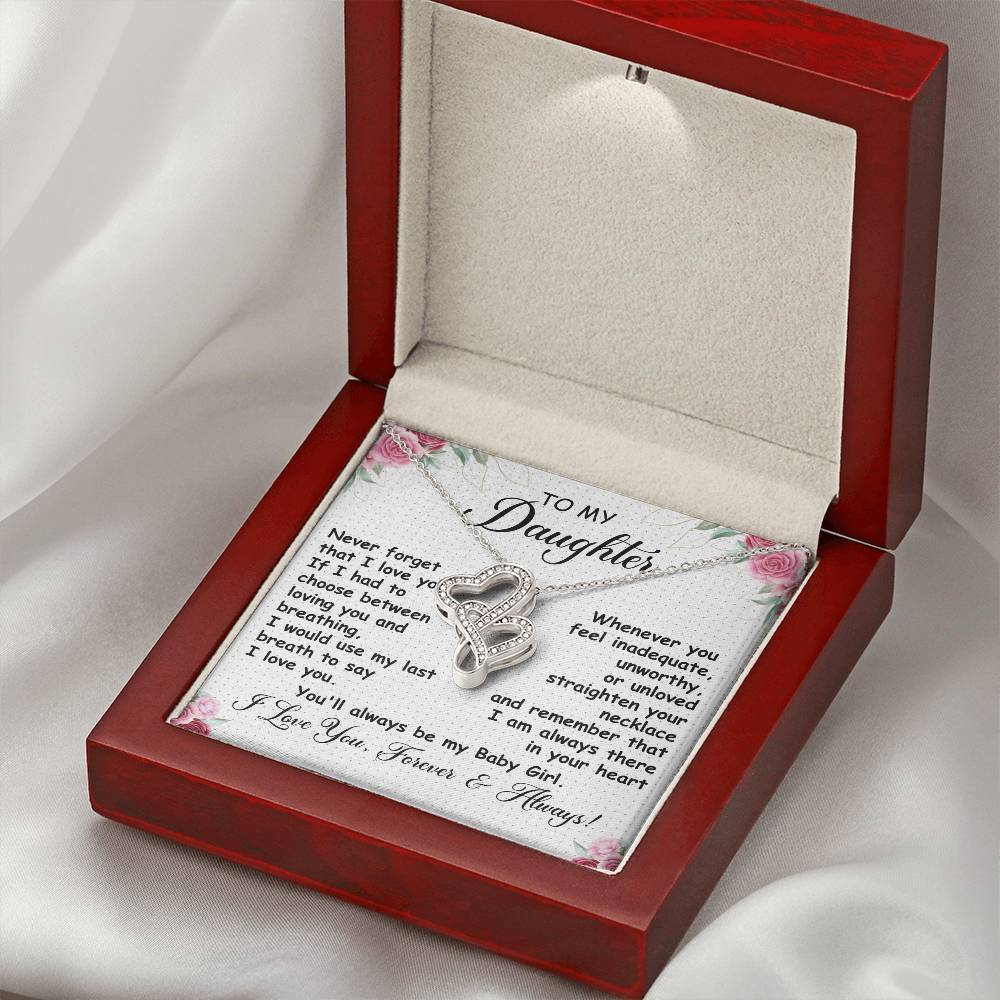 To My Daughter Necklace – Daughter Jewelry: Graduation, Birthday & Christmas – Heart-to-heart Pendant Necklace