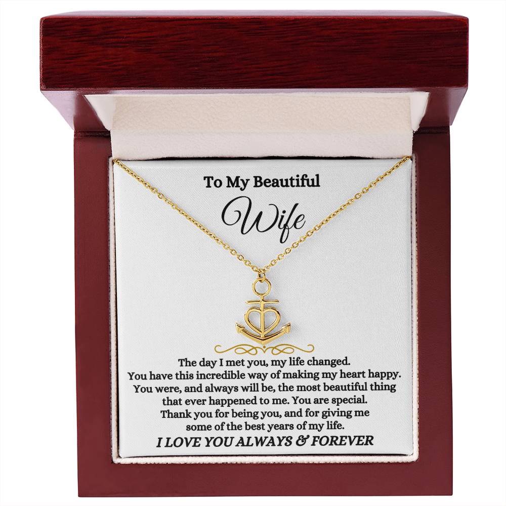 To My Wife Necklace - Anniversary Gift for Her - Birthday Christmas Gifts for Wife - Gifts for Soulmate - Gifts for Her - Anchor Pendant Necklace