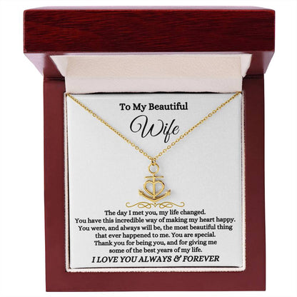 To My Wife Necklace - Anniversary Gift for Her - Birthday Christmas Gifts for Wife - Gifts for Soulmate - Gifts for Her - Anchor Pendant Necklace