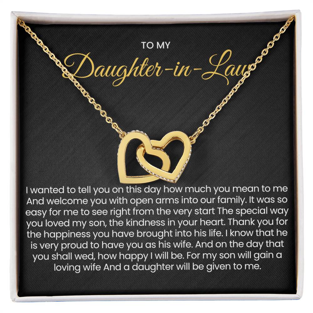 To My Daughter In Law - Interlocking Hearts Necklace - Gift for Daughter in Law