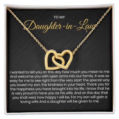 To My Daughter In Law - Interlocking Hearts Necklace - Gift for Daughter in Law
