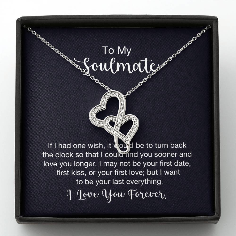 To My Soulmate Necklace - Soulmate Gift for Her for Valentine’s Day & Every Day Love - Heart-to-heart Pendant Necklace
