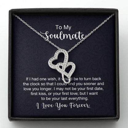 To My Soulmate Necklace - Soulmate Gift for Her for Valentine’s Day & Every Day Love - Heart-to-heart Pendant Necklace
