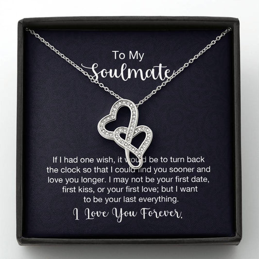 To My Soulmate Necklace - Soulmate Gift for Her for Valentine’s Day & Every Day Love - Heart-to-heart Pendant Necklace