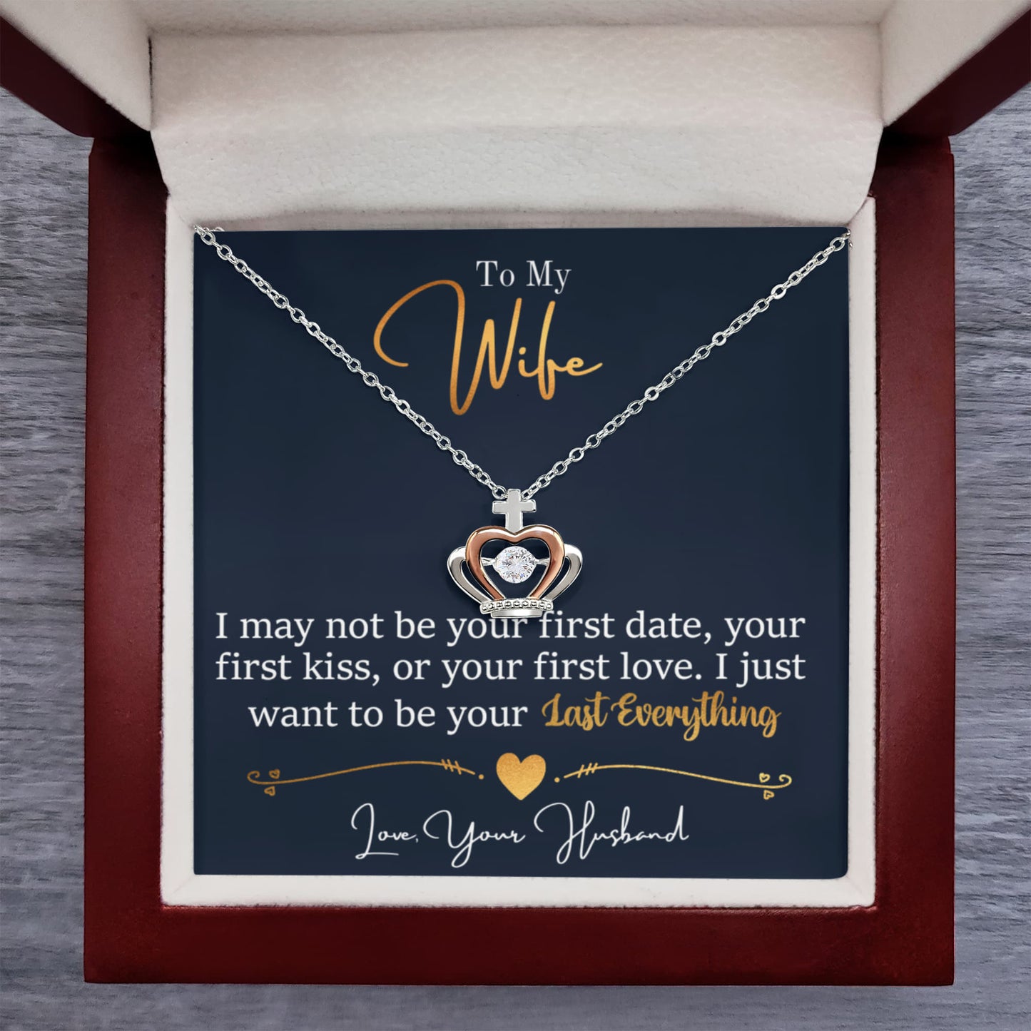 Romantic Gift for Wife from Husband - Meaningful Jewelry for Birthday, Anniversary, Christmas & Valentine’s Day - Crown Pendant Necklace