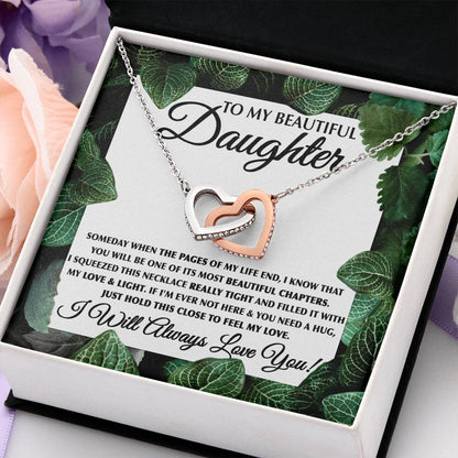 To My Daughter Necklace – Birthday & Graduation Jewelry for Her – Interlocking Hearts Necklace