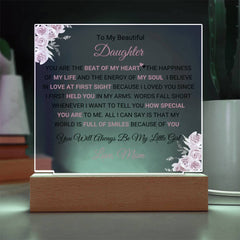 Custom Acrylic Keepsake for Daughter, Heartfelt Gift, Inspiring Memory Plaque, To My Beautiful Daughter