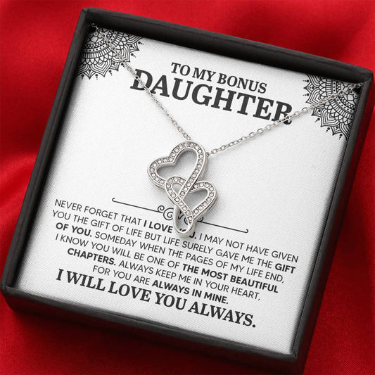 To My Daughter Necklace – Daughter Christmas Graduation Jewelry Gift – Heart-to-heart Pendant Necklace