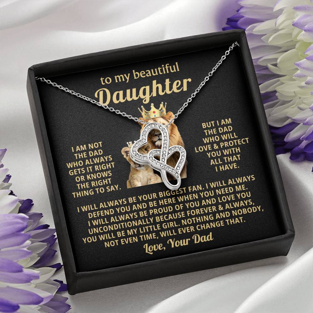 To My Daughter Necklace - Proud Dad to Daughter Jewelry for Birthday, Graduation & Special Celebrations - Heart-to-heart Pendant Necklace