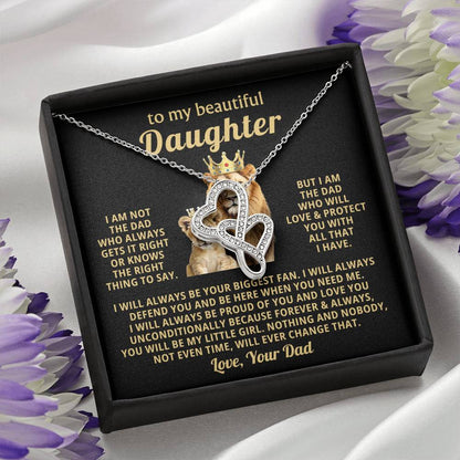 To My Daughter Necklace - Proud Dad to Daughter Jewelry for Birthday, Graduation & Special Celebrations - Heart-to-heart Pendant Necklace