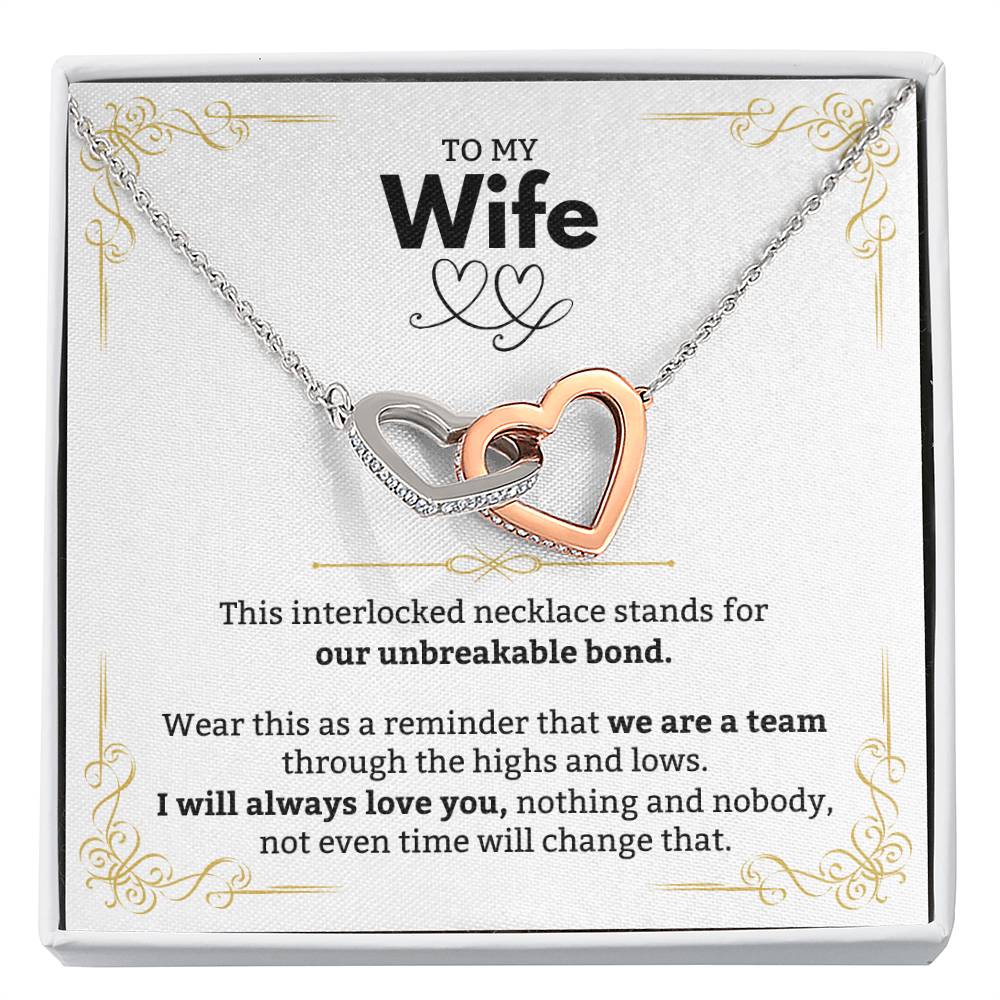 To My Wife Necklace - Anniversary Gift for Her - Birthday Christmas Gifts for Wife - Gifts for Soulmate - Gifts for Her - Interlocking Hearts Necklace