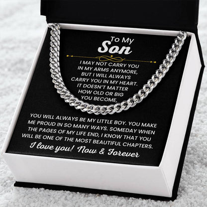 To My Son, Cuban Link Chain Necklace for Son, Birthday Gift, Stylish Teen & Young Men Accessory,
