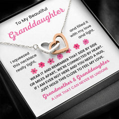 Sparkling Necklace for Granddaughter, Jewelry Gift Full of Love and Meaning, Interlocking Hearts Necklace, To My Beautiful Granddaughter