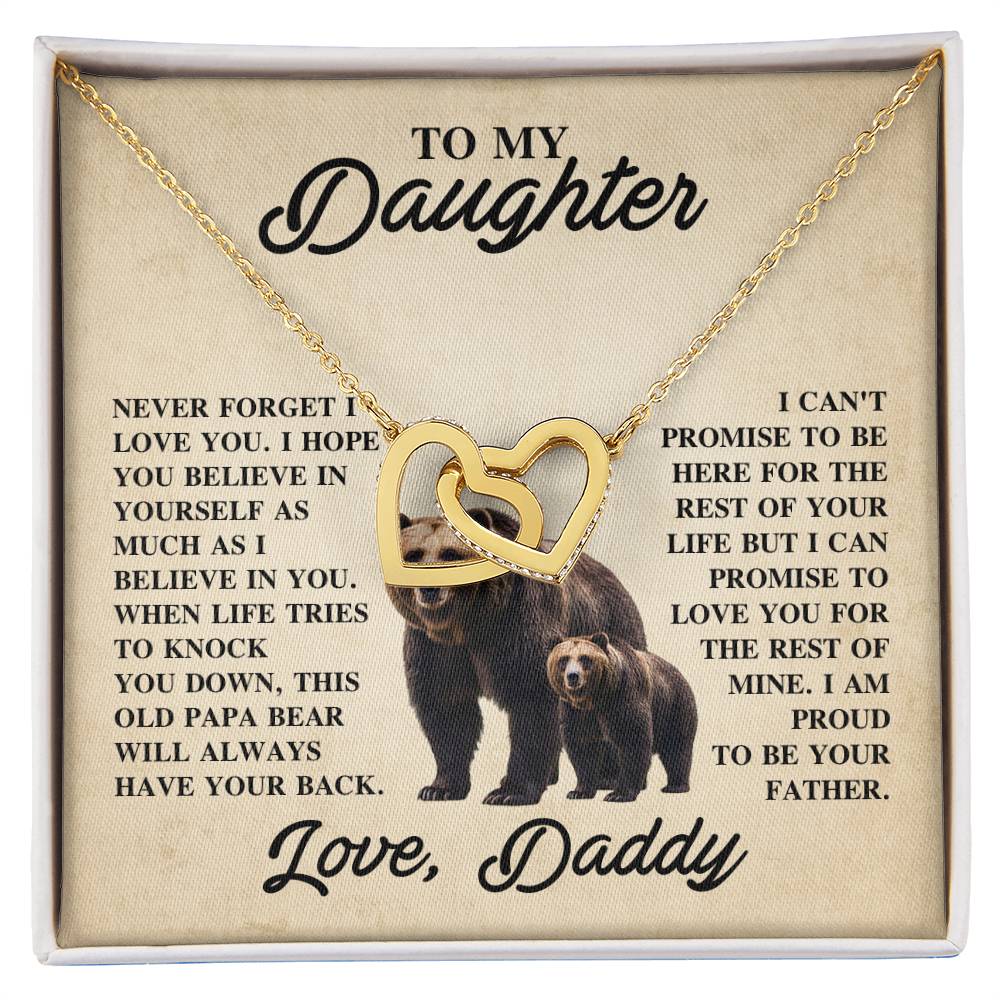 To My Daughter Necklace - Heartfelt Christmas Surprise from Daddy - Interlocking Hearts Necklace