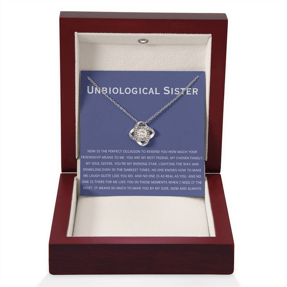 Unbiological Sister Necklace - Gift for Bonus Sister - Love Knot Necklace